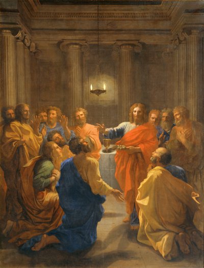 Jesus Kristus instiftar eukaristin ... av Nicolas (attr.to) Poussin