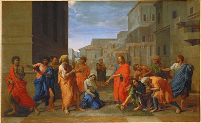 La femme adultere - äktenskapsbryterskan ... av Nicolas (attr.to) Poussin