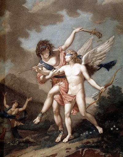 Kärlek ledd av galenskap av Nicolas Andre (after) Monsiau