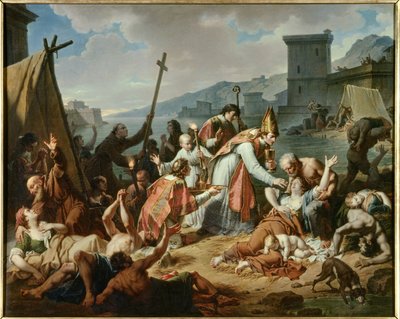 Devouement av Monsignor de Belsunce under pesten 1720 i Marseille. Målning av Nicolas Monsiau (1754-1837) av Nicolas Andre Monsiau