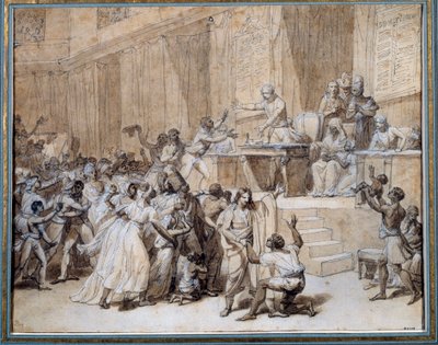 Franska revolutionen: Nationella konventet dekreterar avskaffandet av slaveriet i kolonierna den 4/02/1794 (16 Pluviose An II) i Paris. Bläckteckning av Nicolas Andre Monsiau (1754-1837) Sön. 0,26x0,33 m Paris, Musee Carnavalet av Nicolas Andre Monsiau