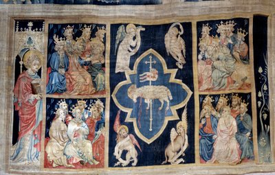 Uppenbarelsegardin (1373-1383), n. 7: de äldre ger ära åt ett lamm, en symbol för Kristus. Gobeläng av Nicolas Bataille (1330-1405) av Nicolas Bataille