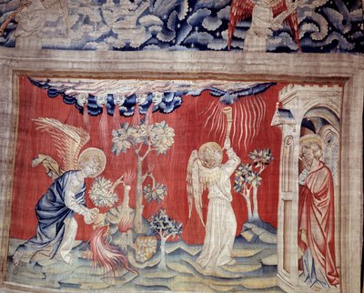 Upphängning av uppenbarelse (1373 -1383), n. 30: de döda på marken. Gobeläng av Nicolas Bataille (1330-1405) av Nicolas Bataille