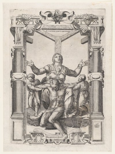 Pietà med änglar framför korset, 1547., 1547. av Nicolas Beatrizet