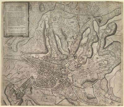 Mirror of Roman Magnificence: Vy över Rom från väst, 1557. av Nicolas Beatrizet