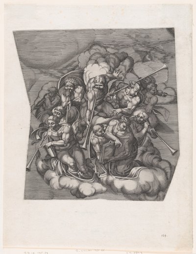 Trumpeterande änglar från The Last Judgment, efter Michelangelo, 1530-66., 1530-66. av Nicolas Beatrizet