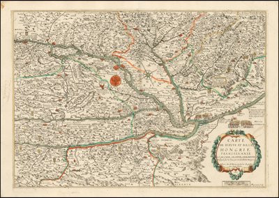 1663 års karta över Övre och Nedre Ungern, Transilvanien, Slovenien, Kroatien och Dalmatien, utgiven av Nicolas Berey av Nicolas Berey