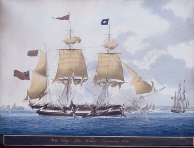 The Three Master George utanför Valetta Harbour, Malta av Nicolas Cammillieri of Malta