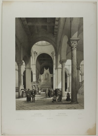 Ancona: S:t Syriacus interiör, plansch 38 från Italie Monumentale et Pittoresque av Nicolas Chapuy