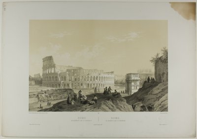 Rom: Colosseum och Konstantins båge, plansch 38 från Italie Monumentale et Pittoresque av Nicolas Chapuy