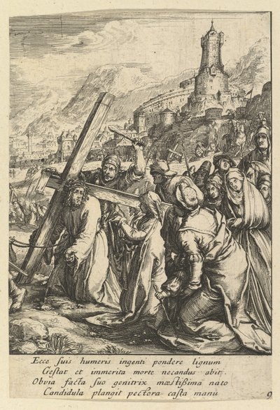 Kristus bär korset, från The Passion of Christ, mitten av 1600-talet. av Nicolas Cochin