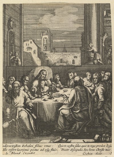 Den sista måltiden, från The Passion of Christ, mitten av 1600-talet. av Nicolas Cochin