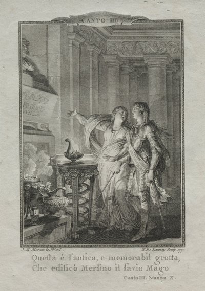 I Merlins grotta, magikern, 1771. av Nicolas Delaunay
