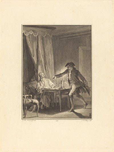 Ah! Ung man till din välgörare av Nicolas Delaunay after Jean Michel Moreau