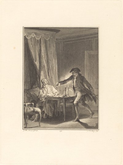 Ah! Ung man till din välgörare av Nicolas Delaunay after Jean Michel Moreau