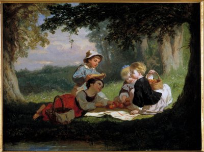 Le gouter champetre Målning av Nicolas Gabe (1814-1865) Privat samling från 1800-talet av Nicolas Edward Gabe