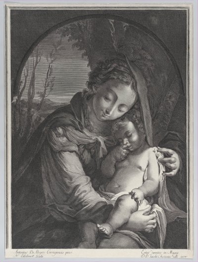 Jungfru med det sovande Kristusbarnet, 1708., 1708. av Nicolas Etienne Edelinck