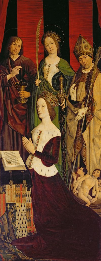 Triptyk av Moses och den brinnande busken, högra panelen föreställer Jeanne de Laval (d.1498) med de heliga Johannes, Katarina och Nikolaus, ca 1476 (se även 26542, 173010 och 232840) av Nicolas Froment
