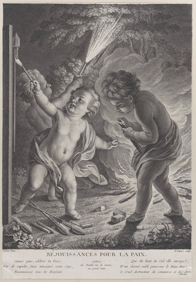 Celebrating Peace Celebrating Peace, tre putti med fyrverkerier, 1745-71., 1745-71. av Nicolas Gabriel Dupuis