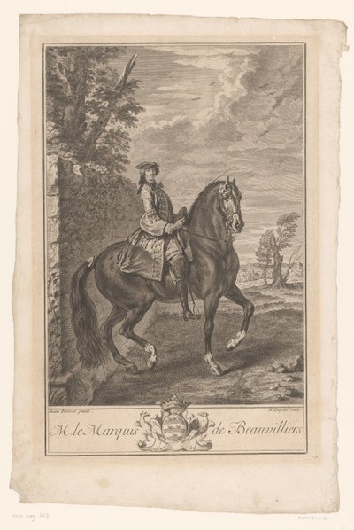 Ridsporträtt av Paul de Beauvilliers M. le Marquis de Beauvilliers (titel på objekt) av Nicolas Gabriel Dupuis