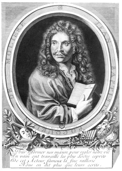 Porträtt av Moliere (1622-73) av Nicolas Habert
