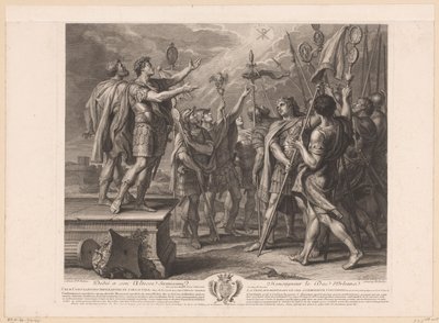 Korstecknet visar sig i himlen för kejsar Konstantin Crux Constantino imperatori in coelo visa / La croix apparoit dans le ciel a l
