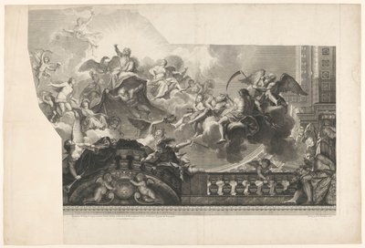 Takmålning med samling av gudar (skylt 2) Plafond du Milieu de la Grande Gallerie du Palais Royal (titel på objekt) av Nicolas Henri Tardieu