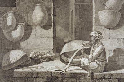 The Basket Maker, från Volym II Arts and Trades av "Beskrivning av Egypten", graverad av Schroeder, pub. under Napoleons order av Nicolas Jacques (after) Conte