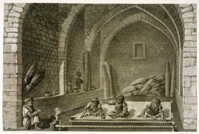 Weaving a Rug, från Volym II Arts and Trades av "Description of Egypt", pub. under order av Napoleon, 1822 av Nicolas Jacques Conte