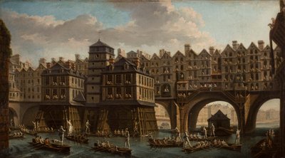 Sailors Jousting, Between Pont Notre Dame och Pont-Au-Change, Paris, 1756. av Nicolas Jean Baptiste Raguenet