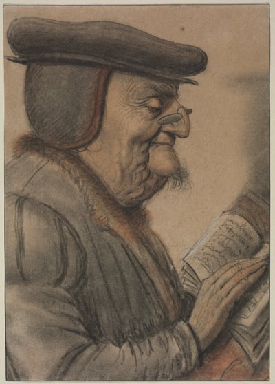 Äldre man läser en bok, första hälften av 1600-talet (krita och svart tusch) av Nicolas Lagneau or Lanneau