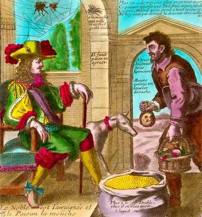 Tredjeståndsskatt: "Spindeln och flugan" eller "Adeln och bonden" av Nicolas and Lagniet Jacques Guerard