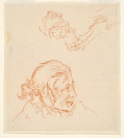 Två studier: Porträtt av en skådespelare och Study of Hands av Nicolas Lancret
