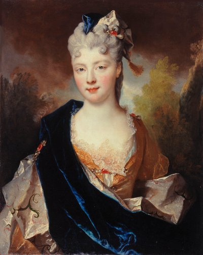 Porträtt av Marie Anne de Bourbon-Condé 1678-1718, hertiginna av Vendôme, 1714. av Nicolas Largillière de