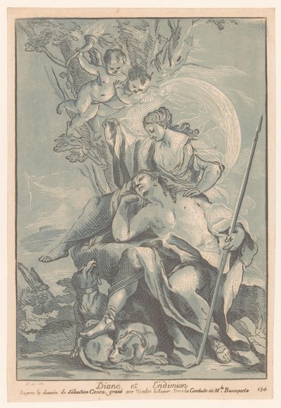 Diana som Endymion Diana och Endimion (titel på objekt) Cabinet Crozat (serietitel) Samling av tryck från de vackraste målningarna och från de vackraste designerna som finns i Frankrike (serietitel) av Nicolas LeSueur