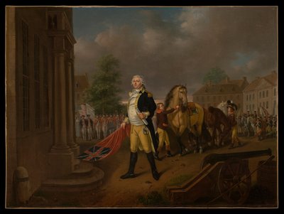 General Humphreys levererar standarderna från Yorktown till Congress Hall (Philadelphia) av Nicolas Louis Albert Delerive