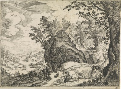 Bergslandskap med en kyrka Mountain Landscapes (serietitel) av Nicolas Moillon