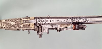 Ett par presentationspistoler i flintlås med silvermonteringar, traditionellt givna av Napoleon I till sin bror Joseph Bonaparte när denne fick Spaniens krona, troligen 1808. Tillverkad av Nicholas Noel Boutet, Versailles av Nicolas Noel Boutet