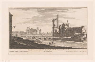 Utsikt över Louvren Veue du Louvre et de la Porte de Nesle (...) (titel på objekt) av Nicolas Perelle