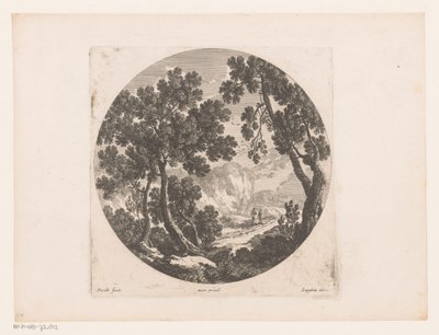 Landskap med herdar bakom flock av Nicolas Perelle