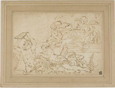 Scen med nymfer och satyr av Nicolas Pierre Loir