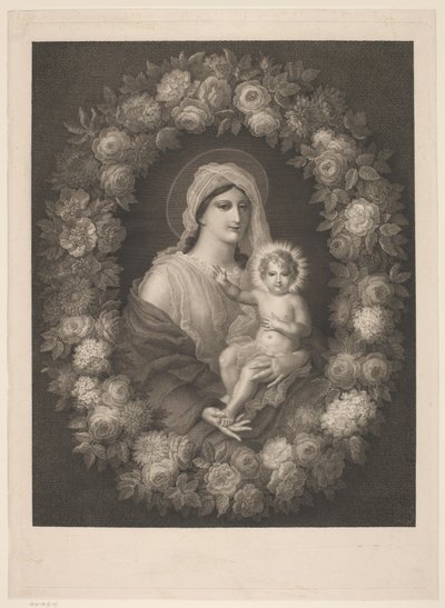 Mary med barn i blomkrans av Nicolas Pinet