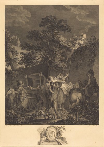 Det nattliga bortförandet av Nicolas Ponce after Pierre Antoine Baudouin