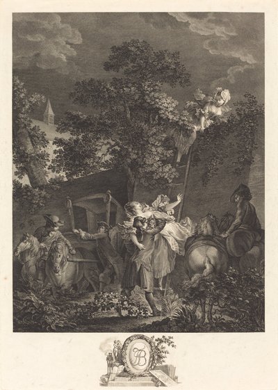 Det nattliga bortförandet av Nicolas Ponce after Pierre Antoine Baudouin
