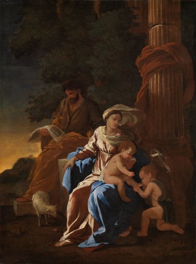 Den heliga familjen med Johannesbarnet av Nicolas Poussin