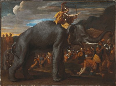Hannibal korsar Alperna på en elefant av Nicolas Poussin