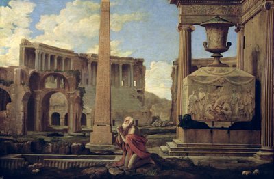 Eremit bland ruinerna av Nicolas Poussin