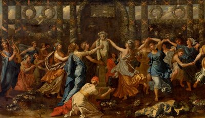 Hymenaios förklädd till en kvinna under ett offer till Priapus, ca 1635 (olja på duk) (detalj) av Nicolas Poussin