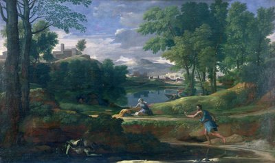 Landskap med en man dödad av en orm, ca 1648 (olja på duk) av Nicolas Poussin