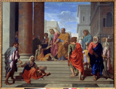 Sankt Peter och Sankt Johannes utkämpar de lama av Nicolas Poussin